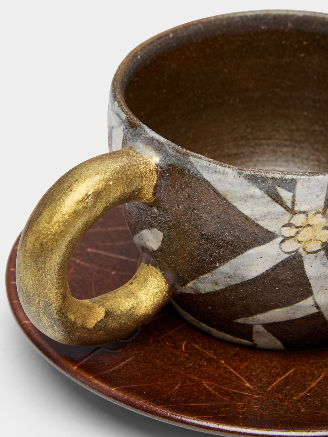 Na Yong-hwan - Wildflower Buncheong Espresso Cup and Saucer (Set of 2) - Brown - ABASK