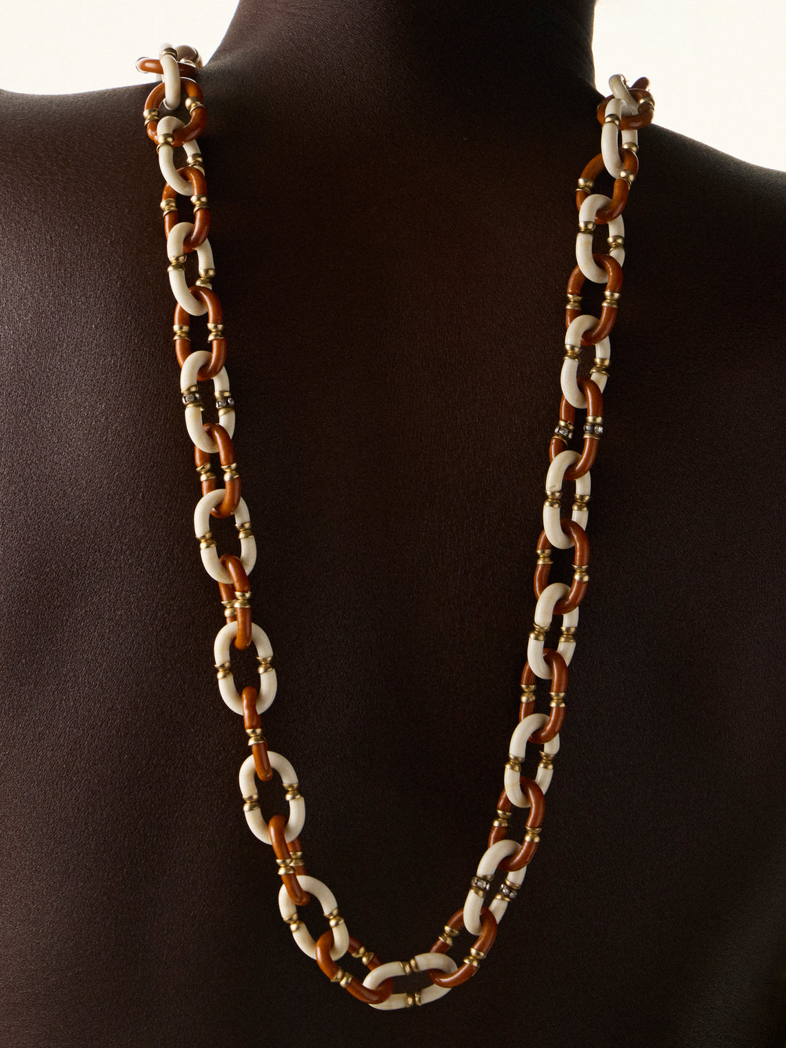 Mahnaz Collection - Women's Vintage 1960 Archimede Seguso Italian Glass and Metal Necklace - Brown - ABASK