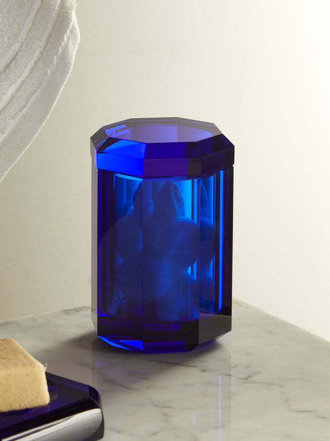 Decor Walther - Cut Crystal Lidded Jar - Blue - ABASK