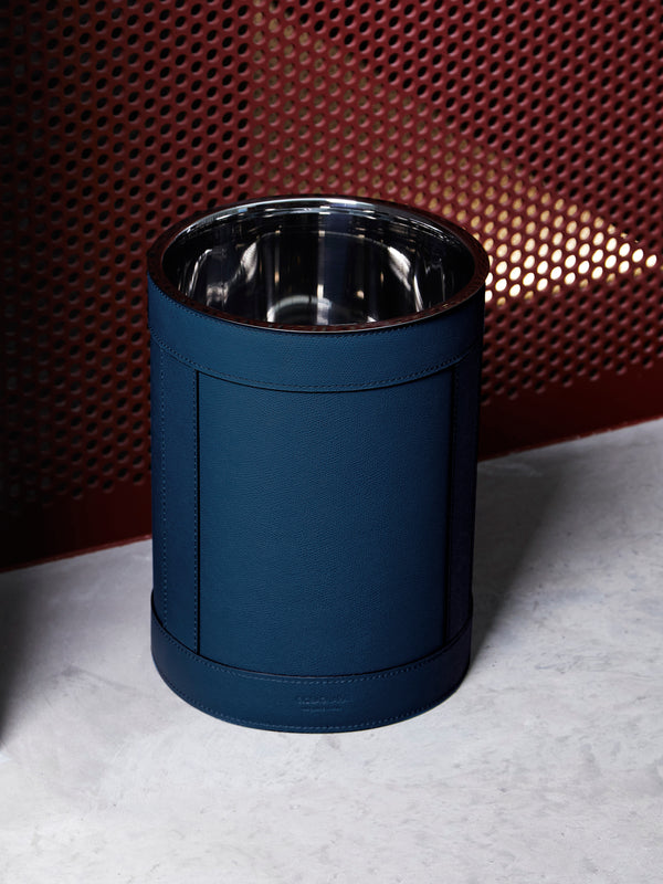 Giobagnara - Brus Leather Wastepaper Bin - Blue - ABASK
