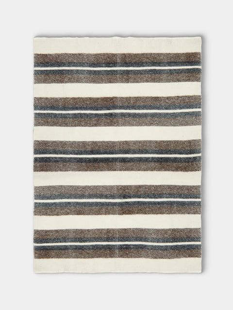 Denis Colomb - Dolpo Striped Nomad Cashmere Blanket (79in/2m) - White - ABASK - 