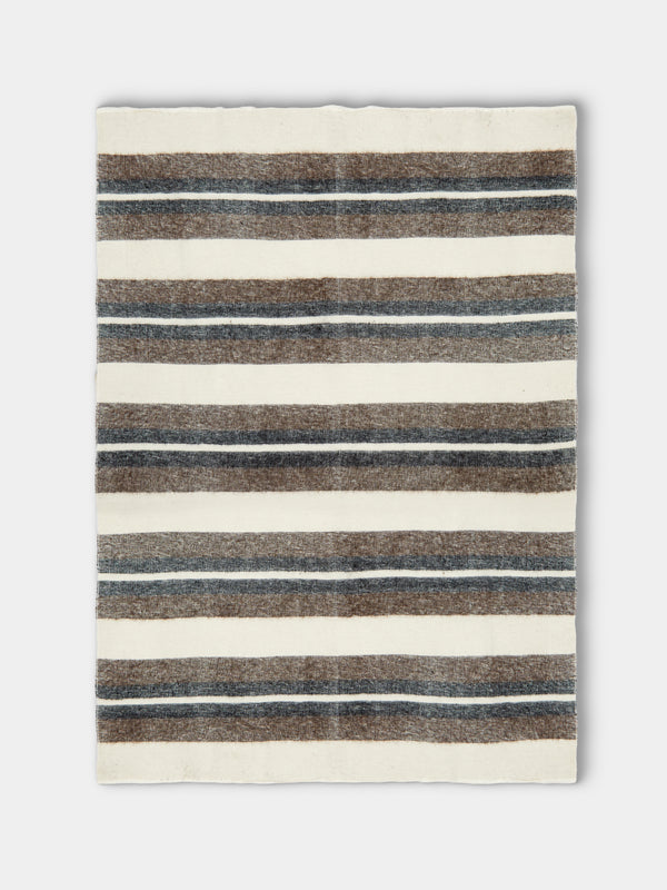 Denis Colomb - Dolpo Striped Nomad Cashmere Blanket (79in/2m) - White - ABASK - 