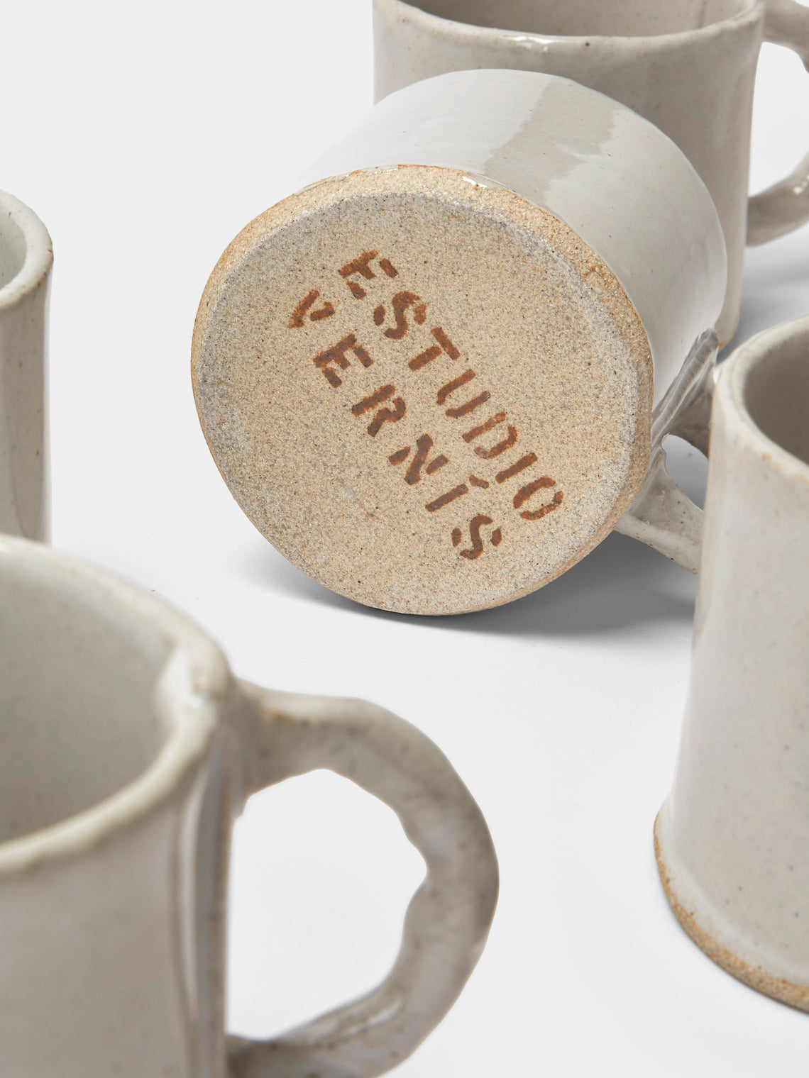 Estudio Vernís - Wood-Fired Stoneware Mugs (Set of 6) - White - ABASK