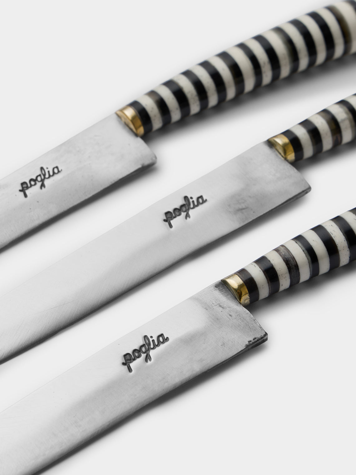 Poglia - | Set of 6 | Tavolo Horn and Bone Knives - Black - ABASK