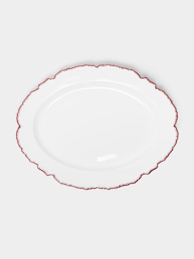 Atelier Soleil - Combed Edge Hand-Painted Ceramic Oval Platter -  - ABASK - 