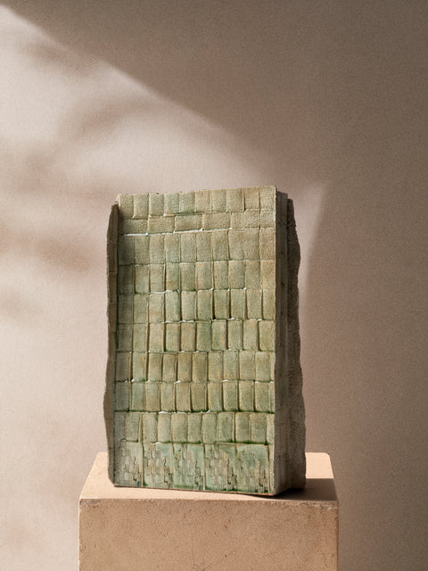 Ella Porter - Soft Sage Hand-Built Stoneware Vessel (15.5in/40cm) - Green - ABASK