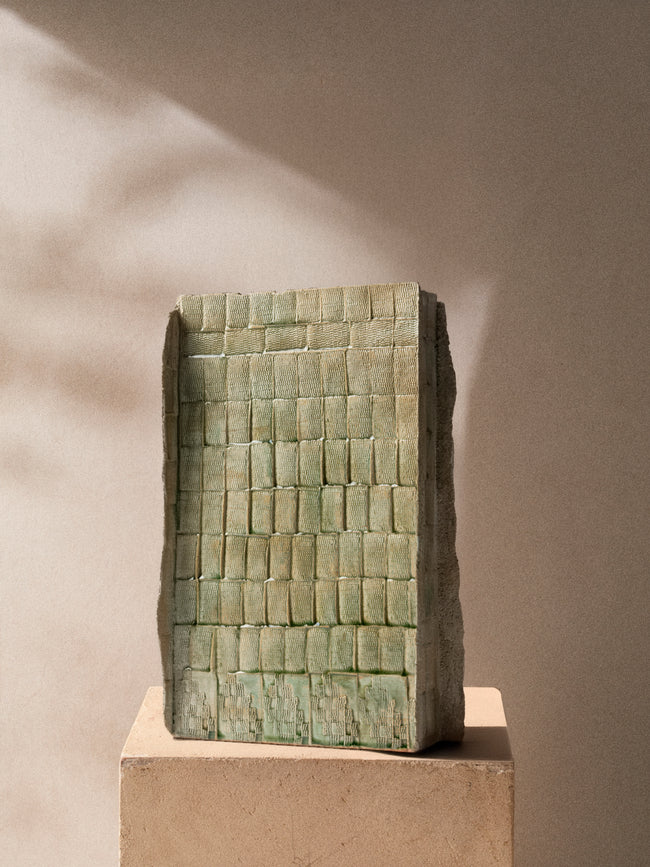 Ella Porter - Soft Sage Hand-Built Stoneware Vessel (15.5in/40cm) - Green - ABASK
