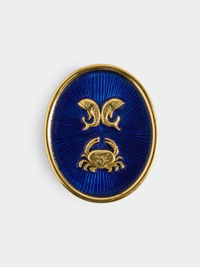Mahnaz Collection - Vintage 1986 Elisabeth Gage 18-Karat Gold and Guilloche Enamel Brooch -  - ABASK - 