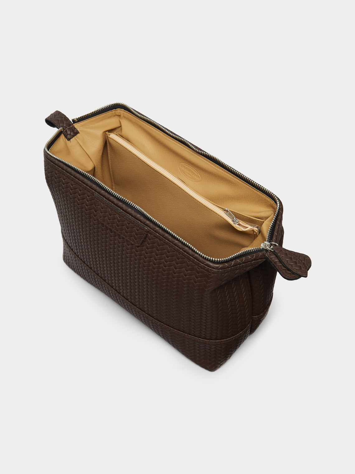 Woven Leather Large Wash Bag