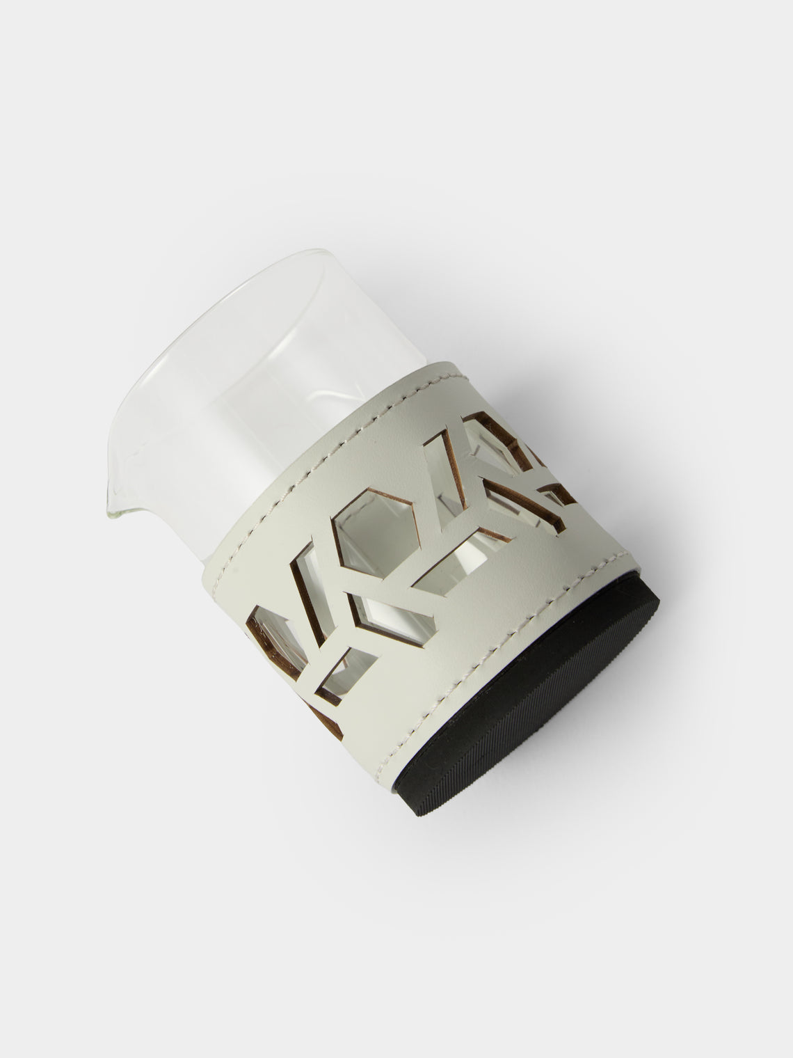 RUDI - Fiordaliso Glass and Leather Milk Jug - White - ABASK