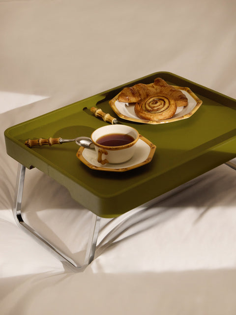 Giobagnara x Poltrona Frau - Leather Bed Tray (24in/61.5cm) - Green - ABASK