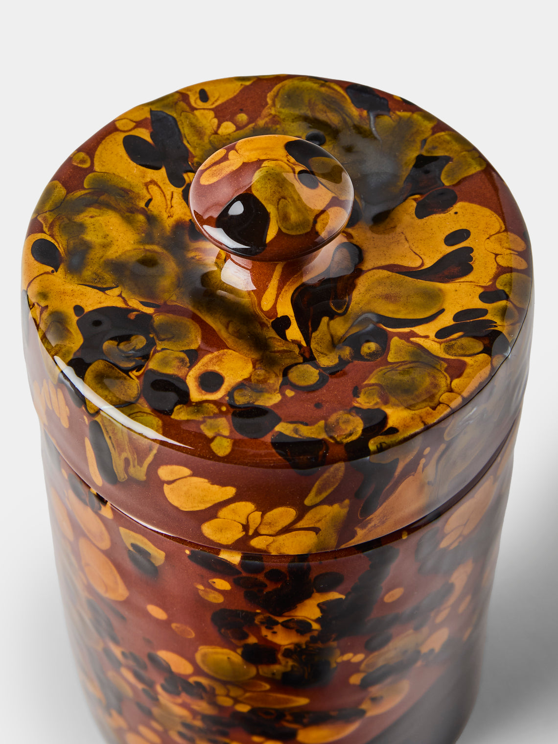 Poterie de Cliousclat - Hand-Speckled Slipware Lidded Pots (Set of 2) - Brown - ABASK