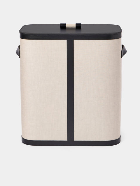 Pinetti - Penelope Leather and Canvas Lidded Laundry Basket - Beige - ABASK - 