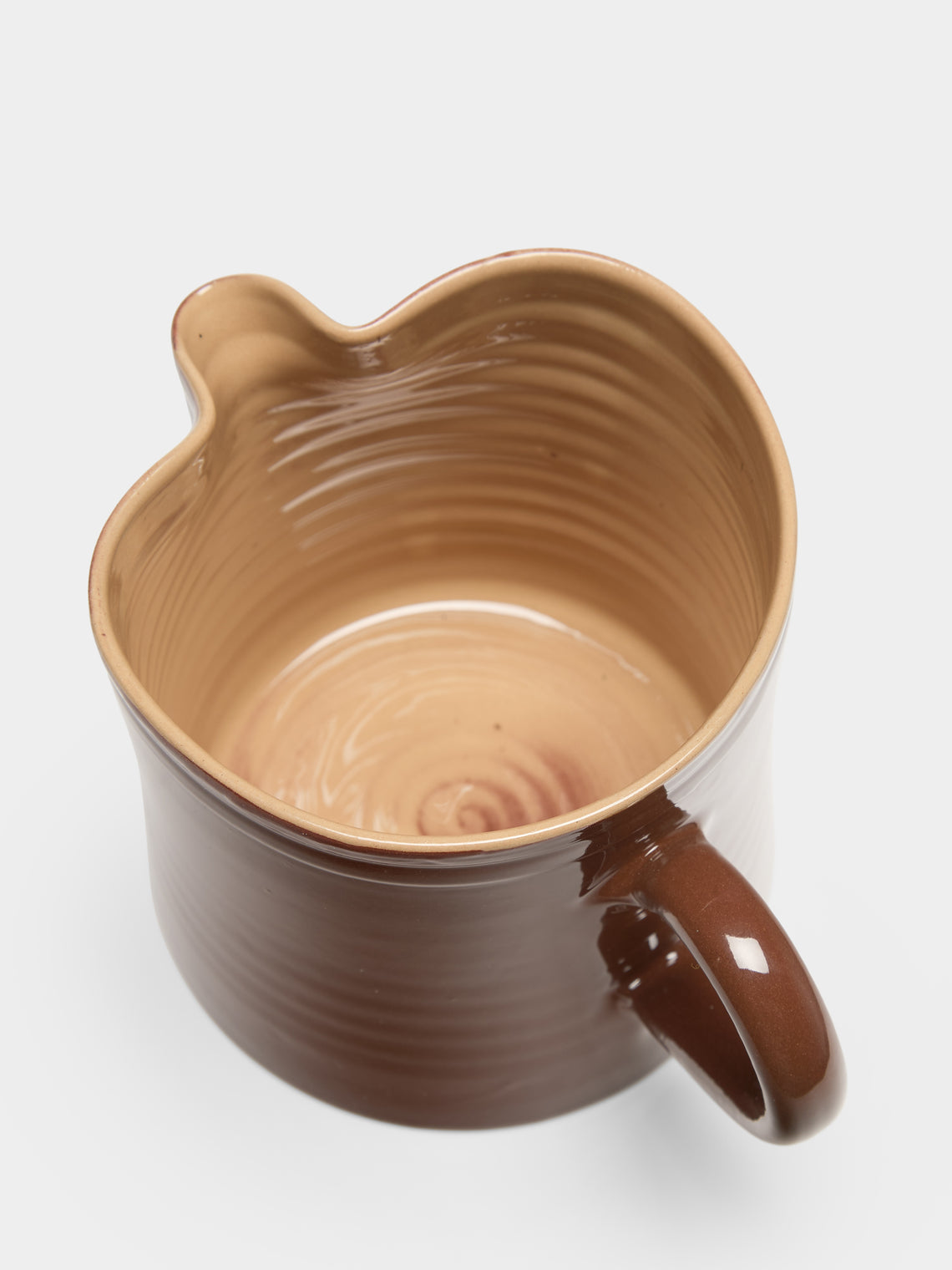 Poterie d’Évires - Birds Hand-Painted Ceramic Straight-Edge Jug (34oz/1L) - Light brown - ABASK