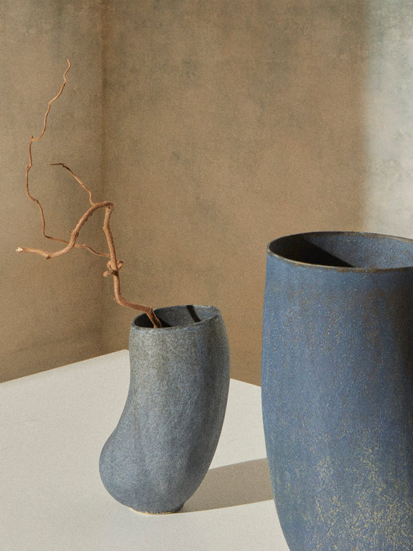 Linda Ouhbi - 41/2025 Hand-Built Stoneware Vase (10in/25cm) - Blue - ABASK