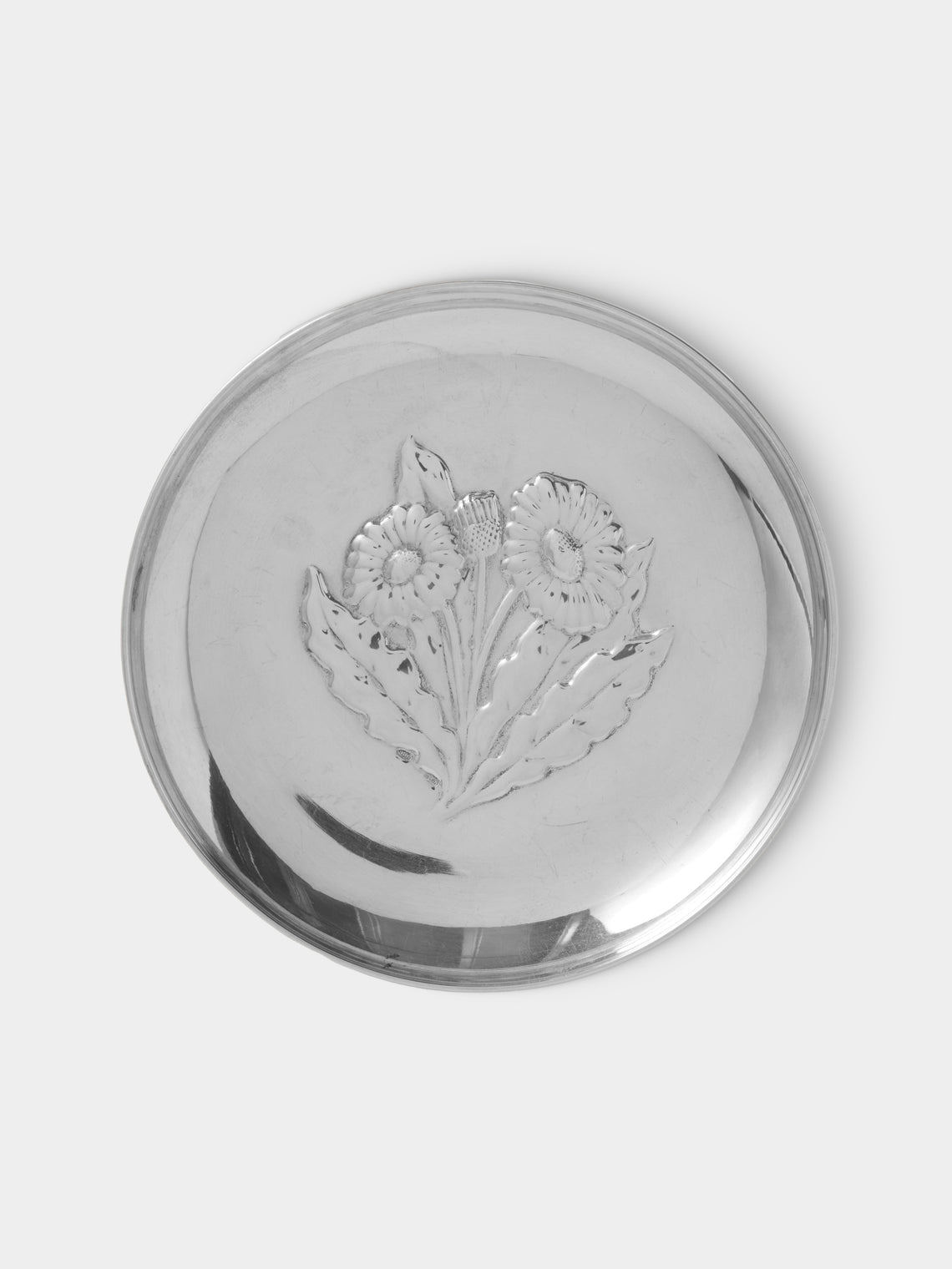 Antique and Vintage - 1950s Flower Silver-Plated Trinket Tray - Silver - ABASK