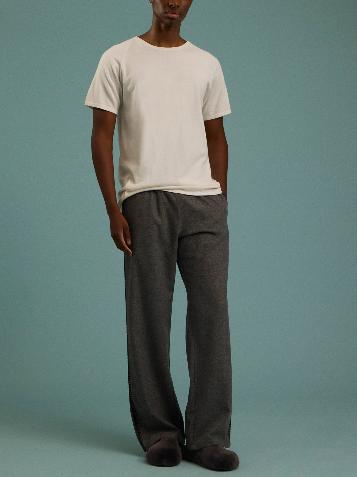 Frenckenberger - Men’s Cashmere and Cotton Raglan T-Shirt - White - ABASK