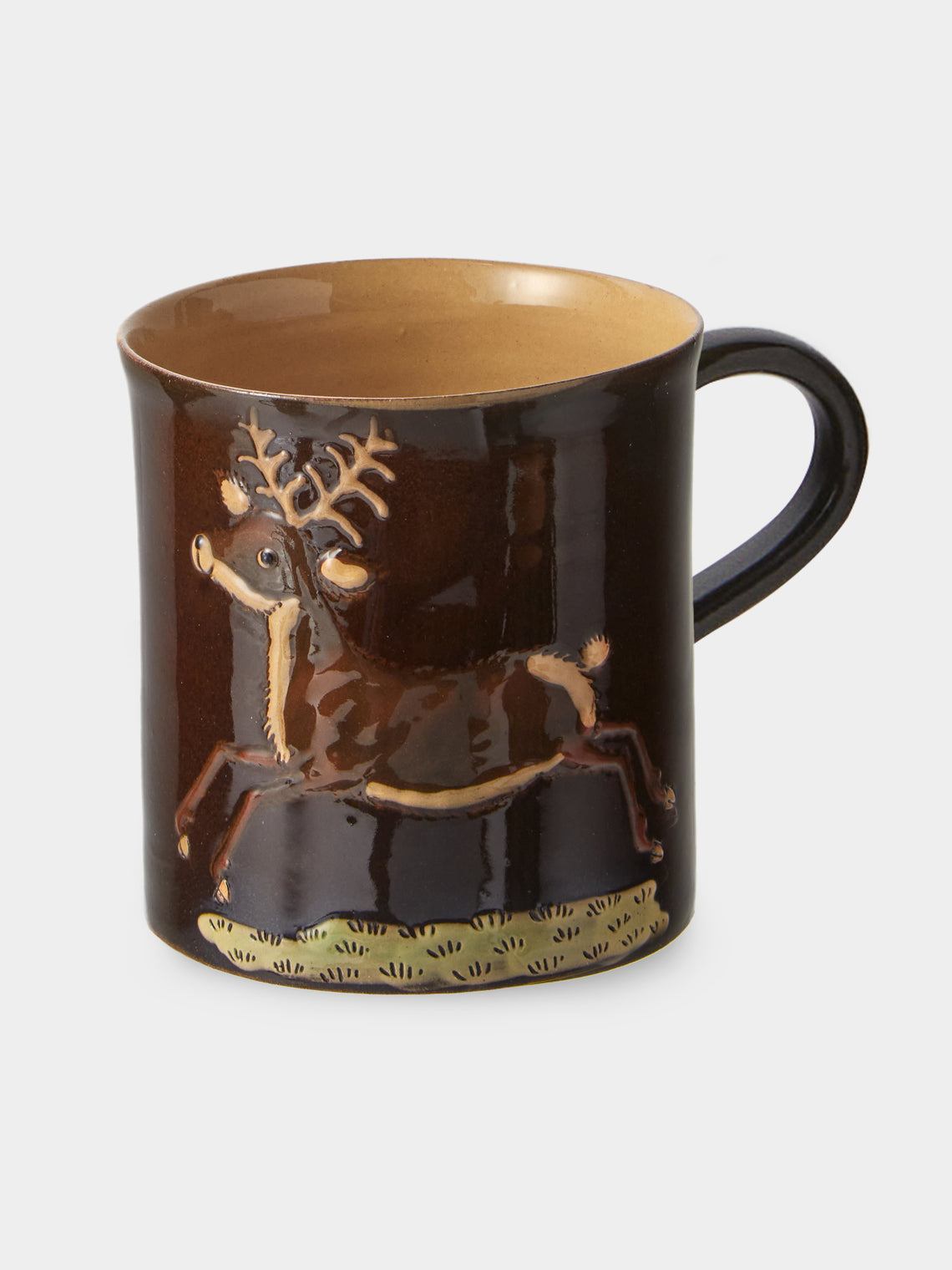 Poterie d’Évires - Animals Hand-Painted Ceramic Mugs (Set of 4) - Dark Brown - ABASK