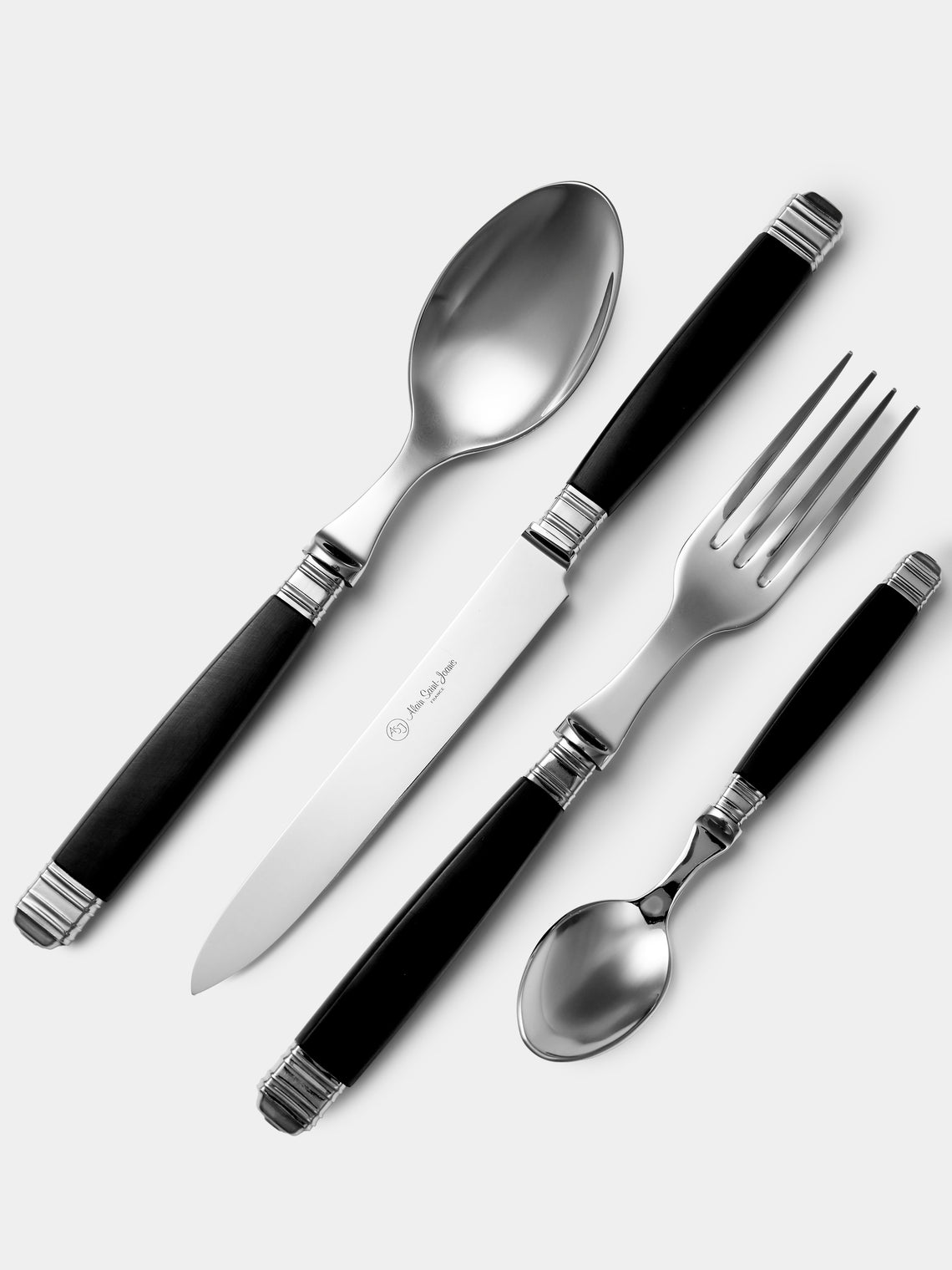 Alain Saint-Joanis - | Set of 4 Pieces | Empire Resin Dinner Cutlery - Black - ABASK