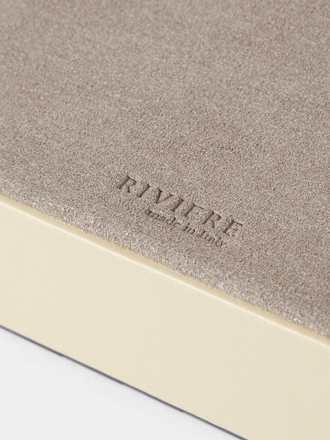 Riviere - Bice Nabuk Leather and Bamboo Valet Tray (9.5in/24cm) - Cream - ABASK