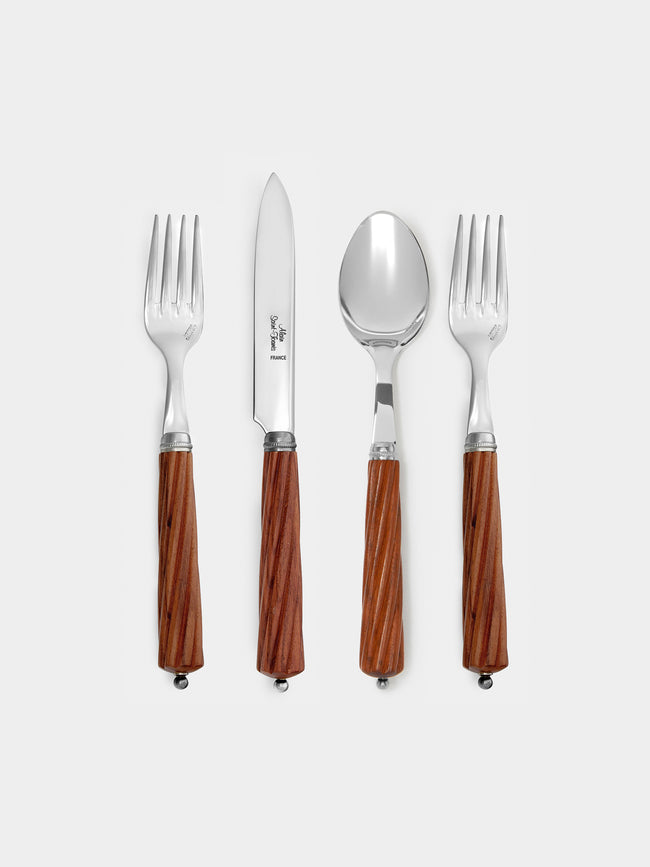 Alain Saint-Joanis - Oregon Rosewood Starter/Dessert Cutlery (Set of 4) - Brown - ABASK - 