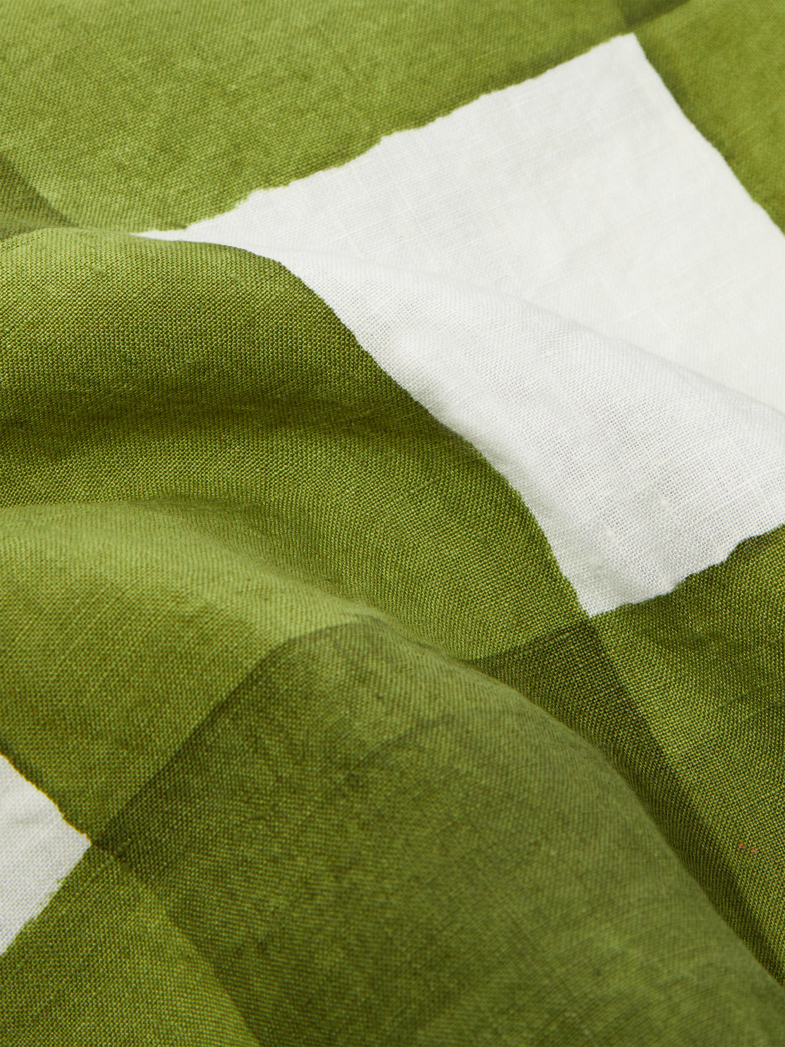 Gingham Hand-Painted Linen Rectangular Tablecloth