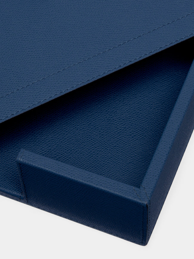 Giobagnara - Leopold Leather Paper Tray - Blue - ABASK