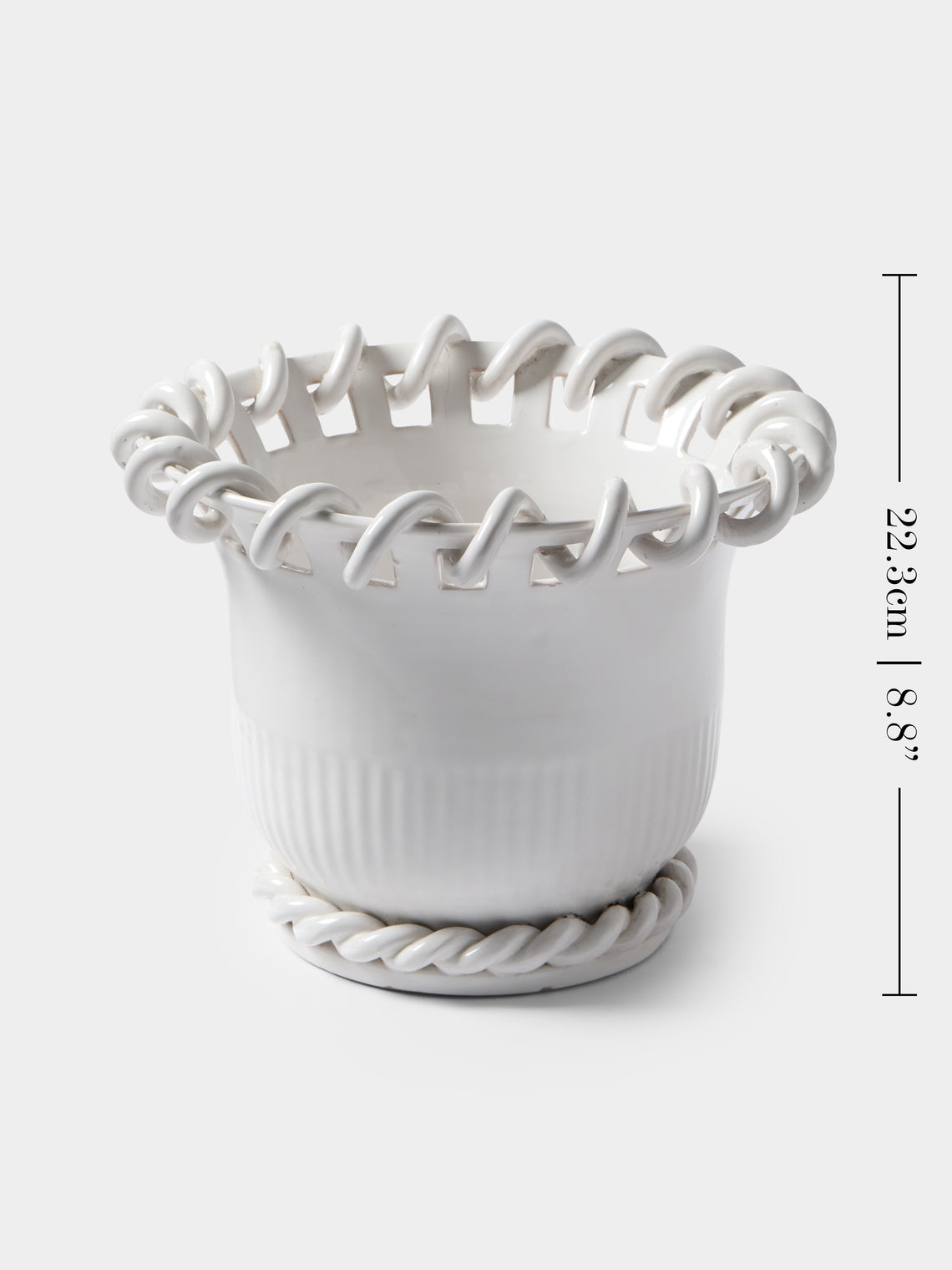 Antique and Vintage - 1920s Émile Tessier Ceramic Vase (11in/28.5cm) - White - ABASK