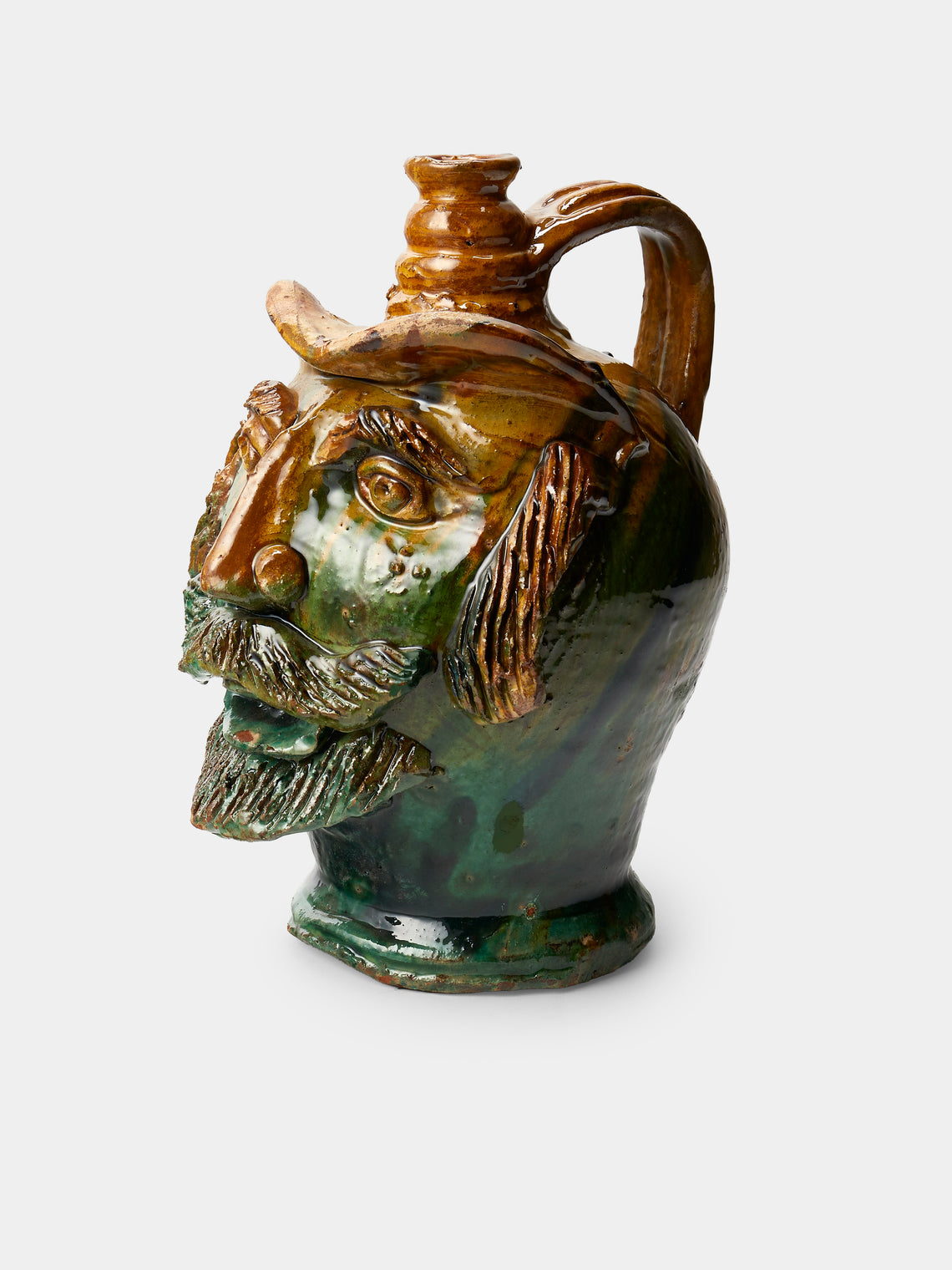 Antique and Vintage - 1990s Condurso Face Ceramic Vessel (12in/30.5cm) - Yellow - ABASK