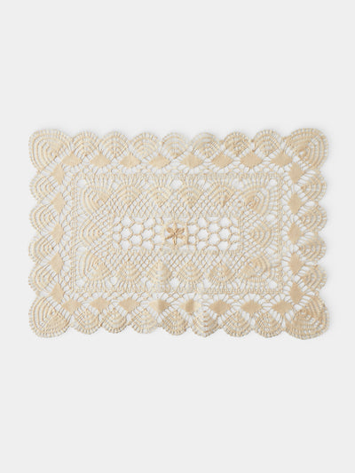 Rolane du Dreuih Creations - Lacework Linen Medium Oblong Placemats (Set of 4) - Cream - ABASK - 