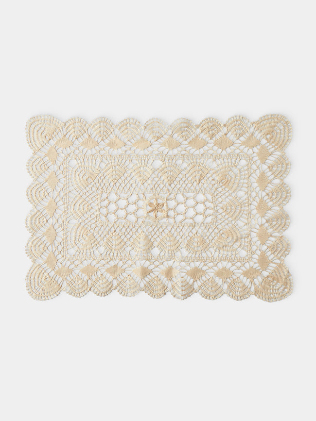 Rolane du Dreuih Creations - Lacework Linen Medium Oblong Placemats (Set of 4) - Cream - ABASK - 