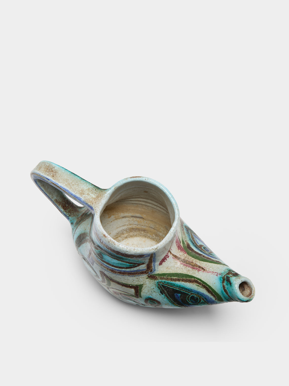 Antique and Vintage - Mid-Century Accolay Ceramic Pitcher - Blue - ABASK