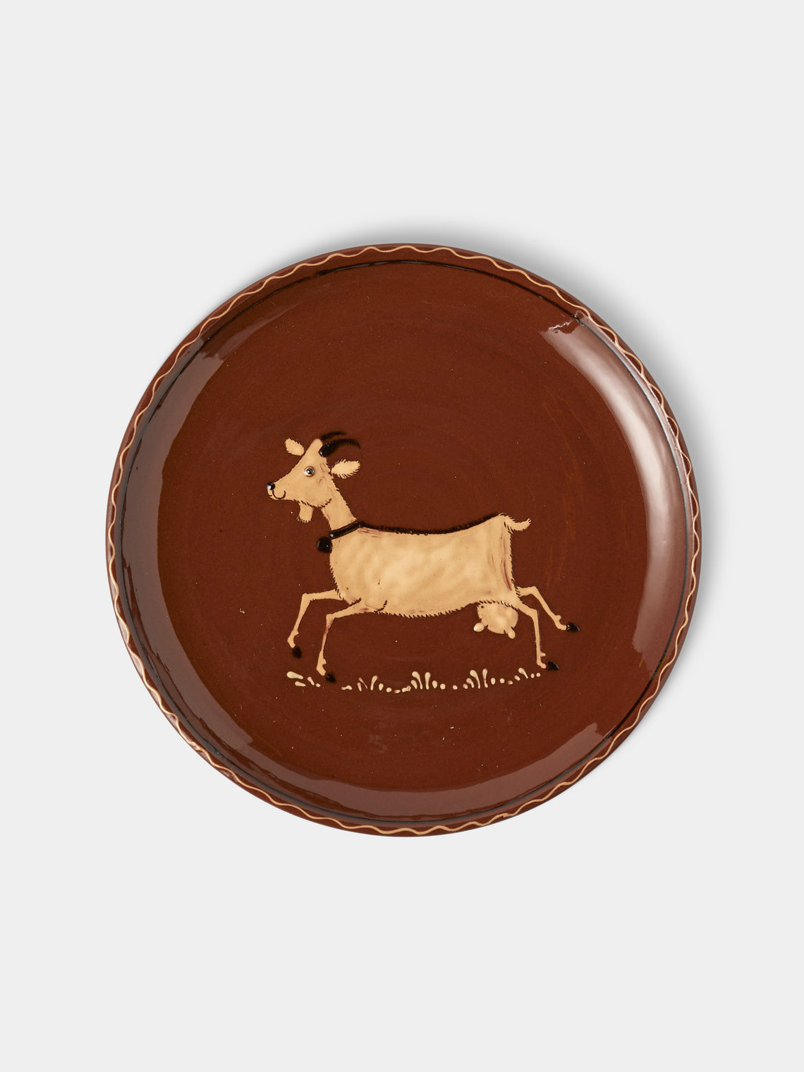 Poterie d’Évires - Animals Hand-Painted Ceramic Plates – 9.5in/24cm (Set of 8) - Light brown - ABASK