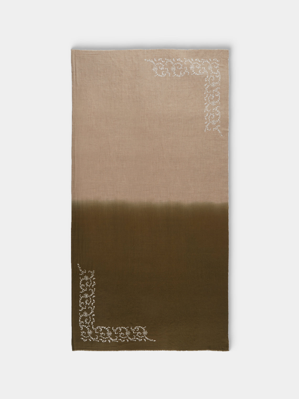 Me & K - Cashmere Half & Half Scarf (78.5in/2m) - Khaki - ABASK