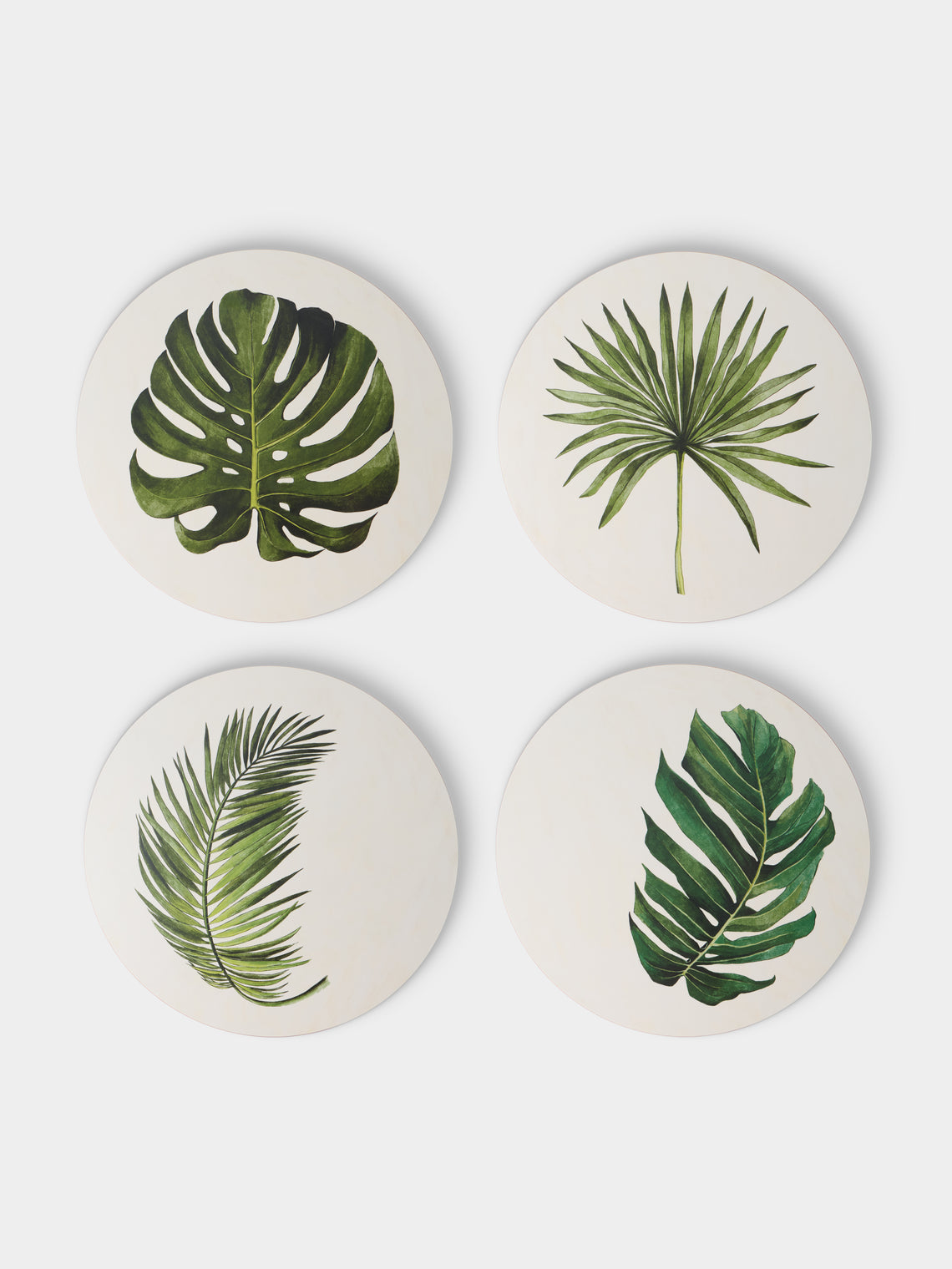 HestiaLiving - | Set of 4 | Palm Tree Wood Placemats - Green - ABASK - 