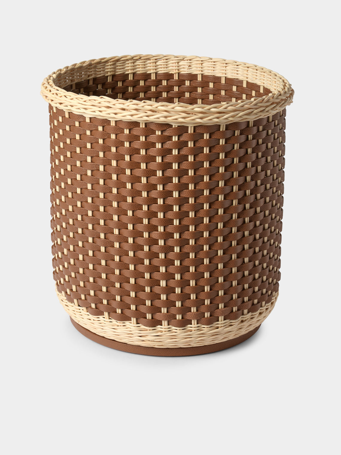 Pigment France - Monet Leather and Rattan Storage Basket - Brown - ABASK - 