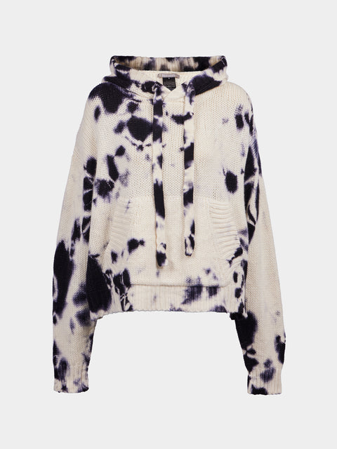 Suzusan - Shibori Hand-Knitted Cashmere Hooded Sweater | Size: S - Black - ABASK - 