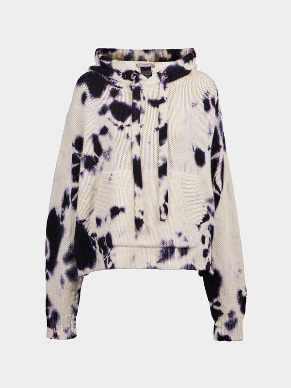 Suzusan - Shibori Hand-Knitted Cashmere Hooded Sweater | Size: S - Black - ABASK - 