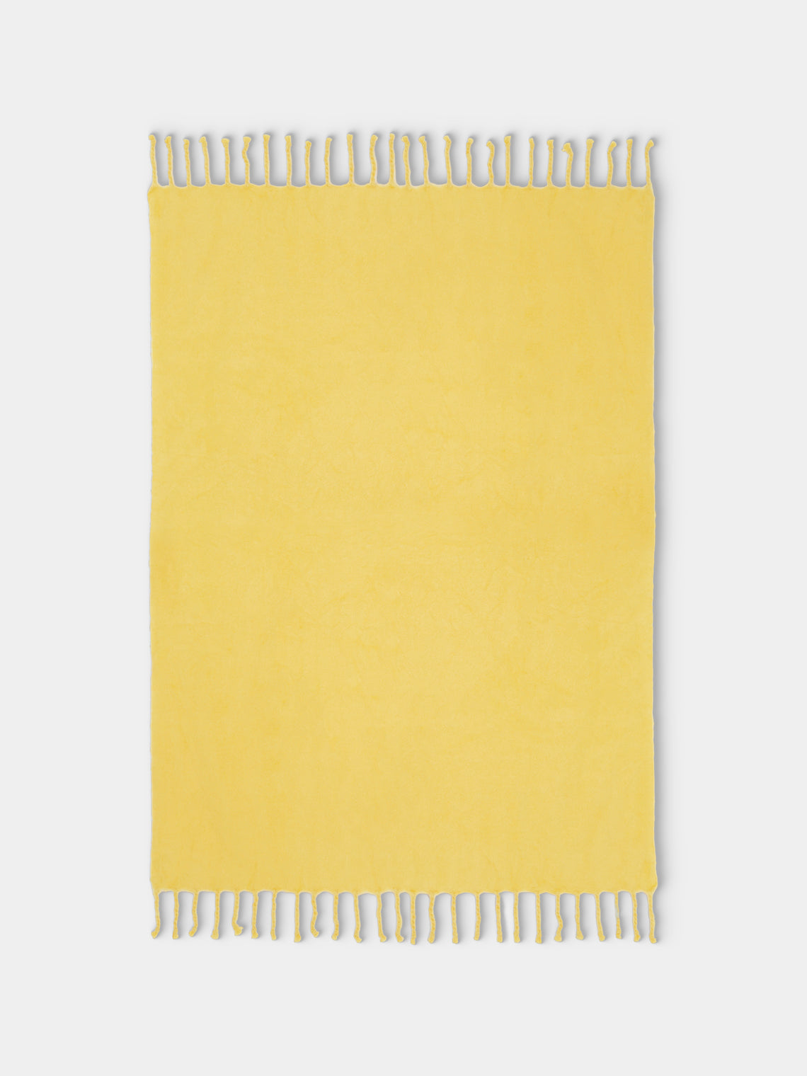 Lena Rewell - Handwoven Solid Mohair King-Size Bed Blanket (118in/3m) - Yellow - ABASK - 