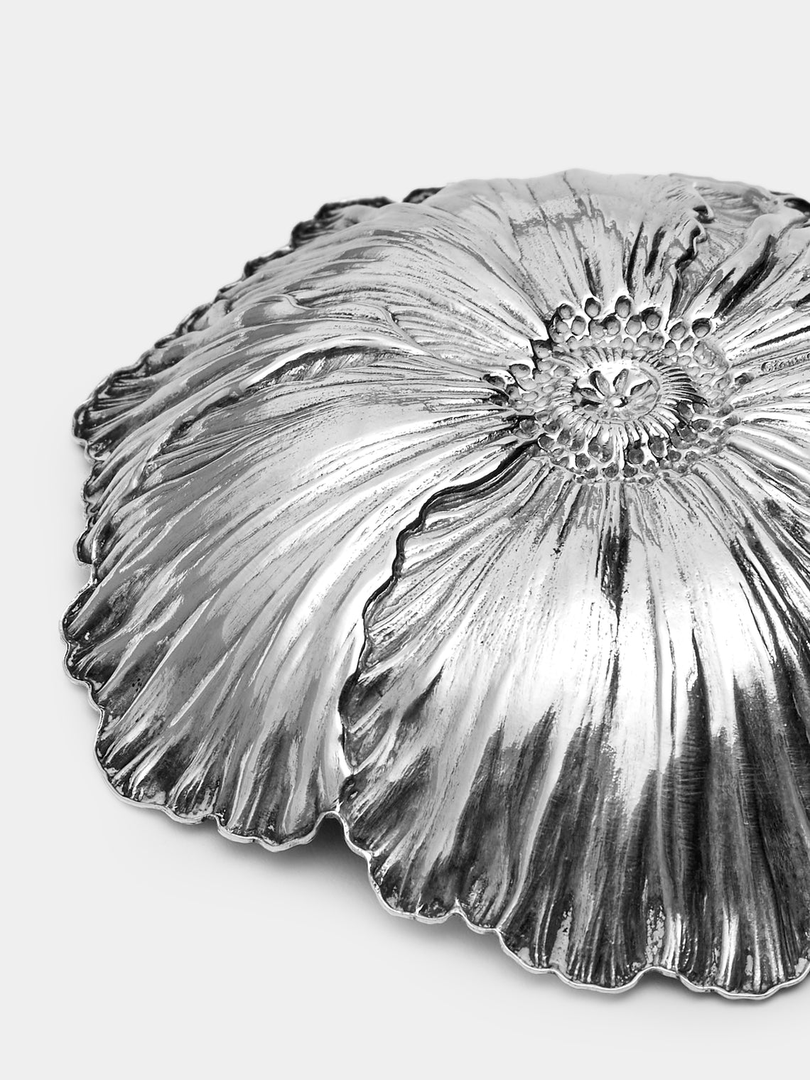 Antique and Vintage - 1970s Solid Silver Flower Dish - Silver - ABASK