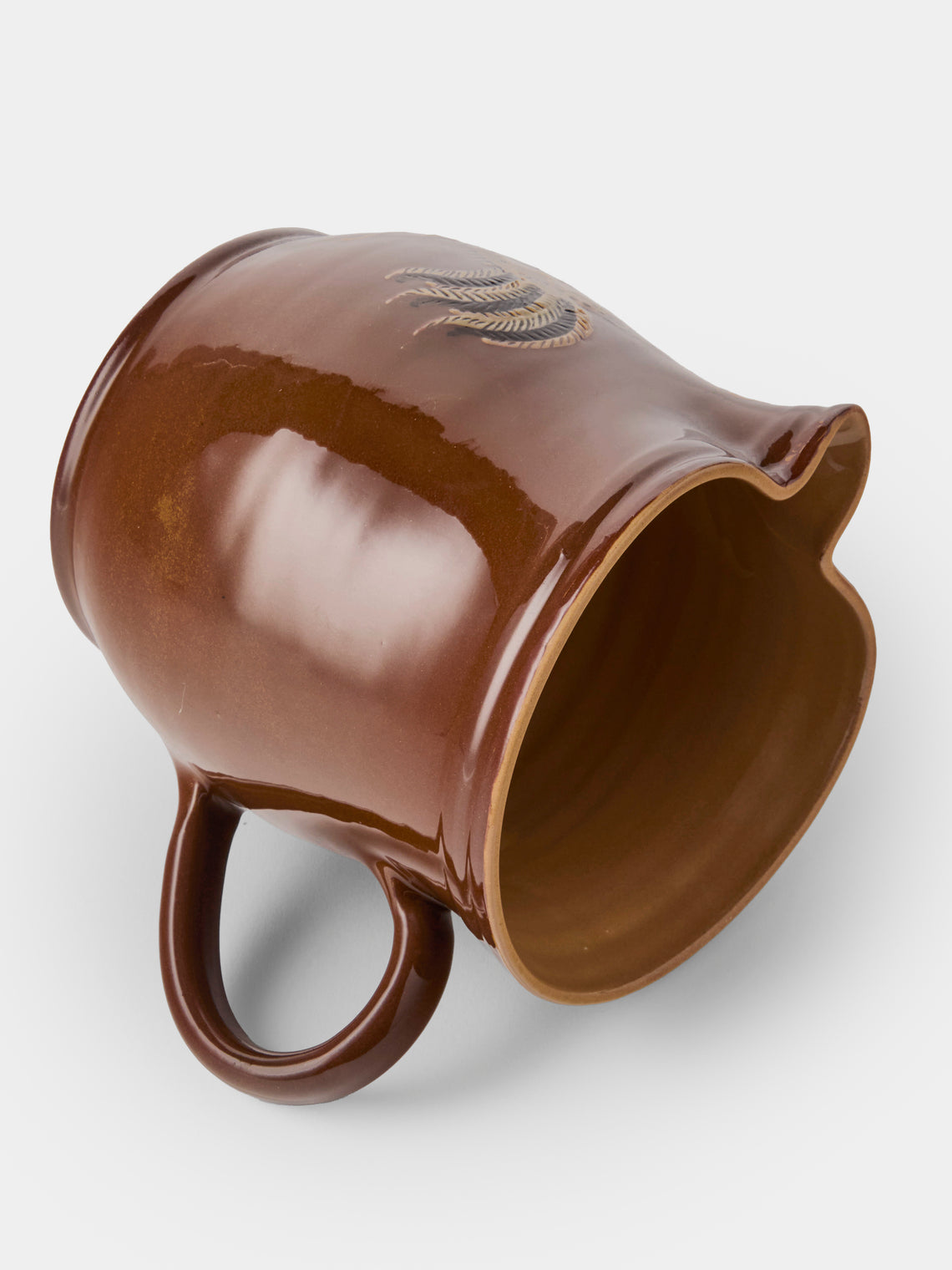 Poterie d’Évires - Chickens Hand-Painted Ceramic Medium Jug - Light Brown - ABASK