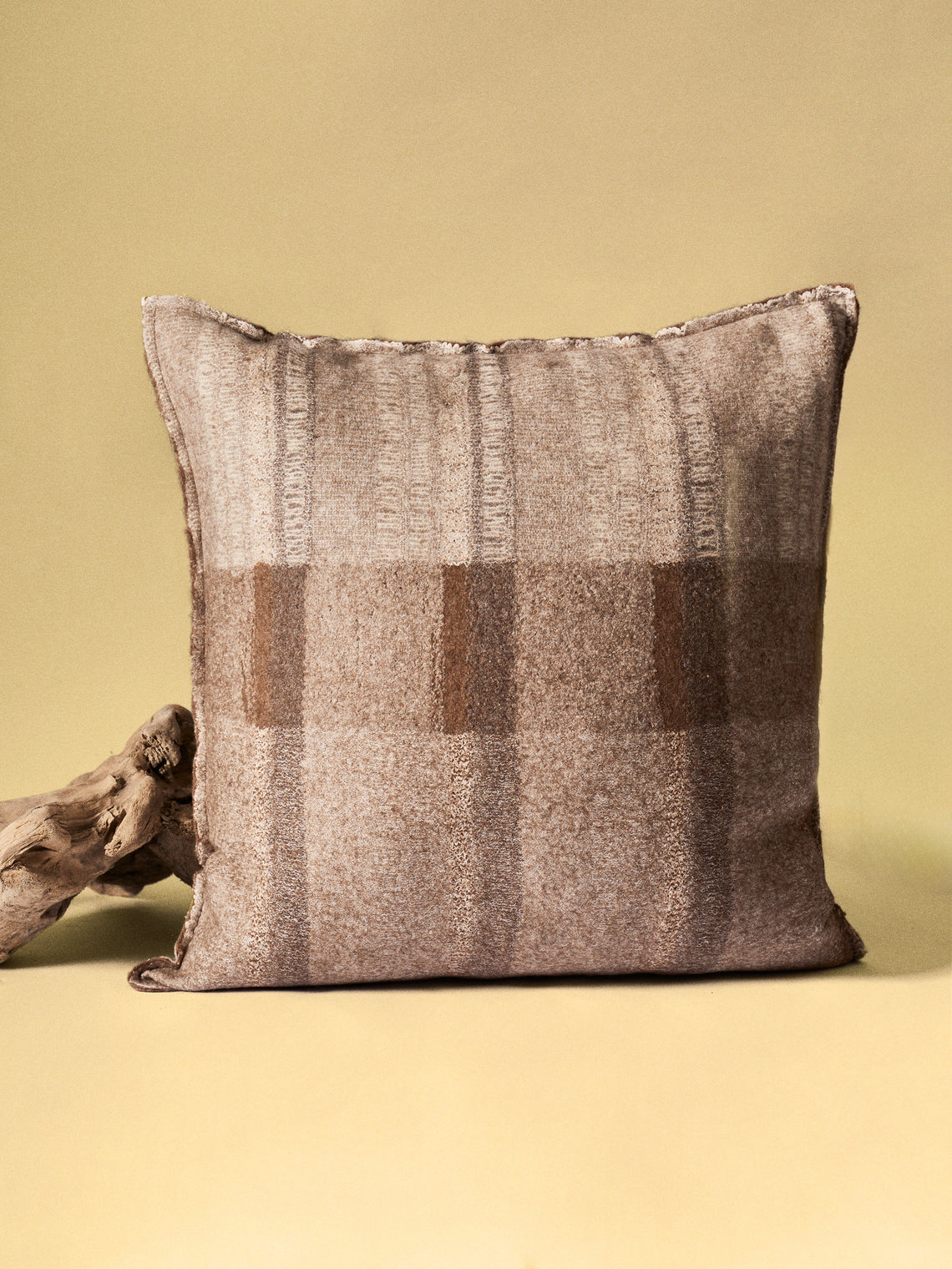 Norlha - Overfelt Quartz Yak and Silk Cushion (19.5in/50cm) - Brown - ABASK