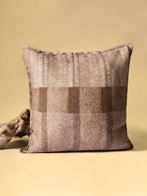 Norlha - Overfelt Quartz Yak and Silk Cushion (19.5in/50cm) - Brown - ABASK