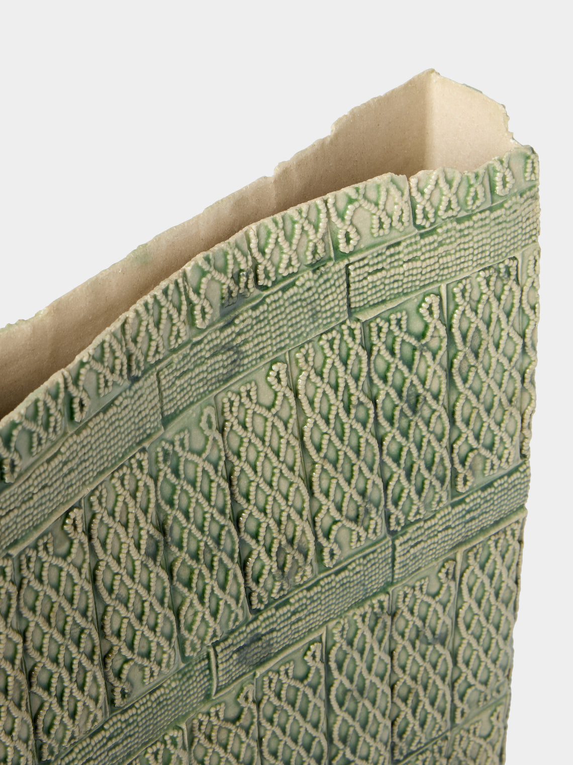 Ella Porter - Jade Beaded Hand-Built Stoneware Vessel (14.5in/37cm) - Green - ABASK