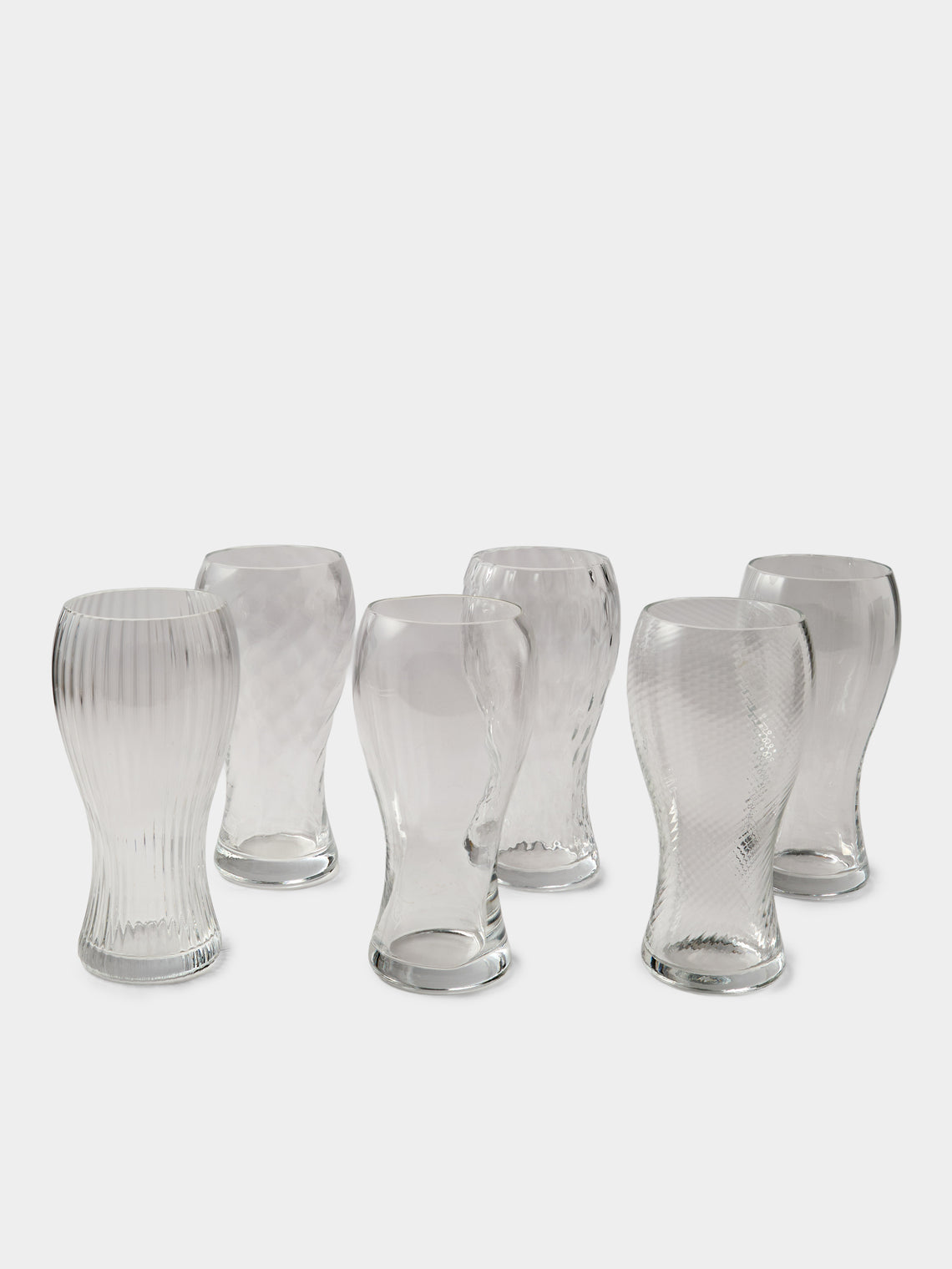 NasonMoretti - | Set of 6 | Marilyn Hand-Blown Murano Beer Glasses - Clear - ABASK - 