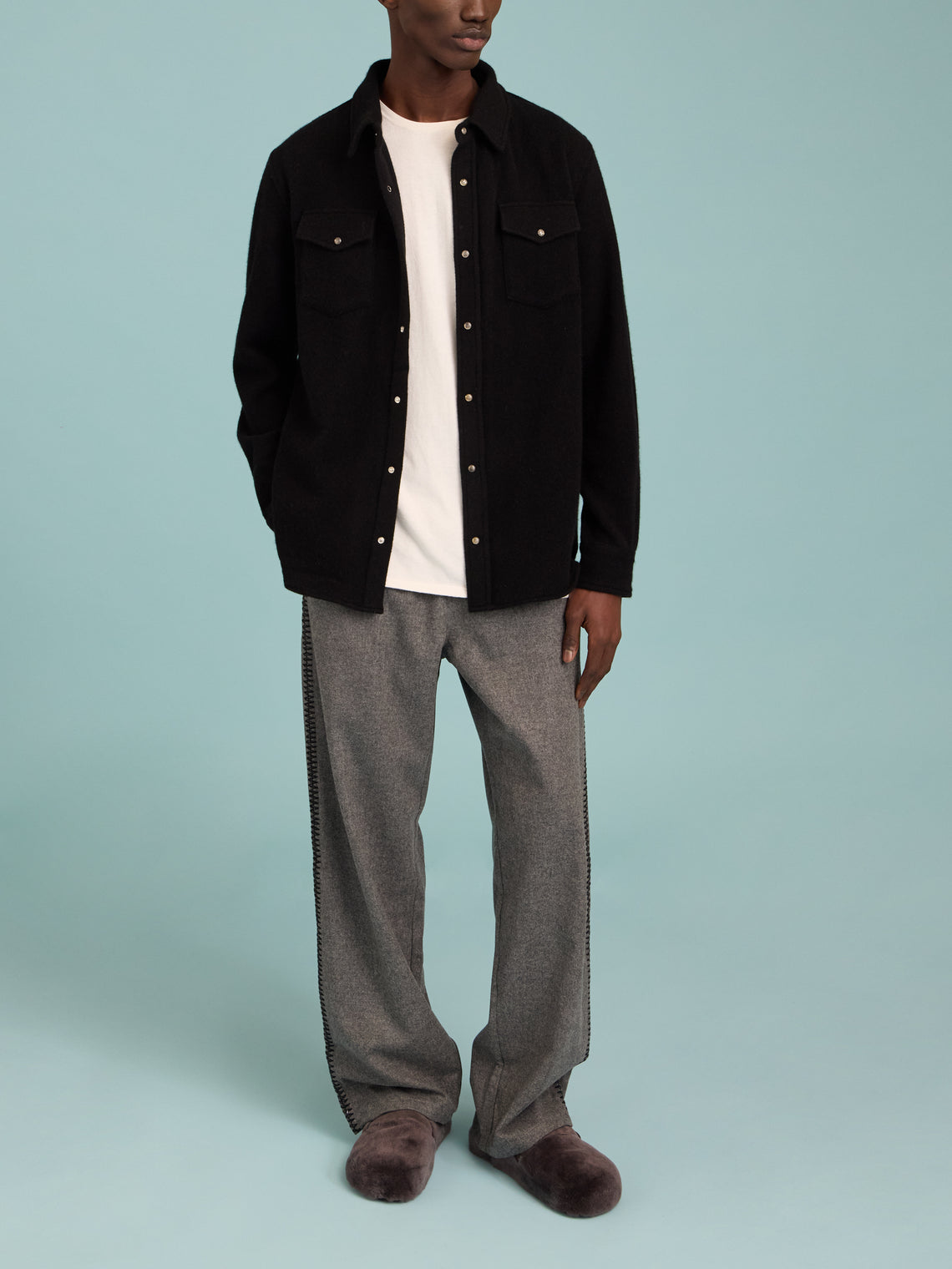 God's True Cashmere - Cashmere Shirt | Size: M - Black - ABASK