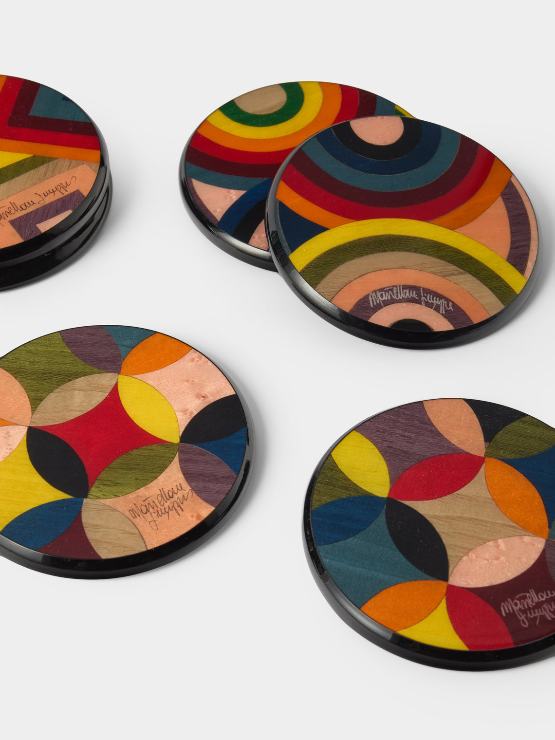 Mastellone Giuseppe - Wood Inlay Coasters (Set of 6) - Multiple - ABASK
