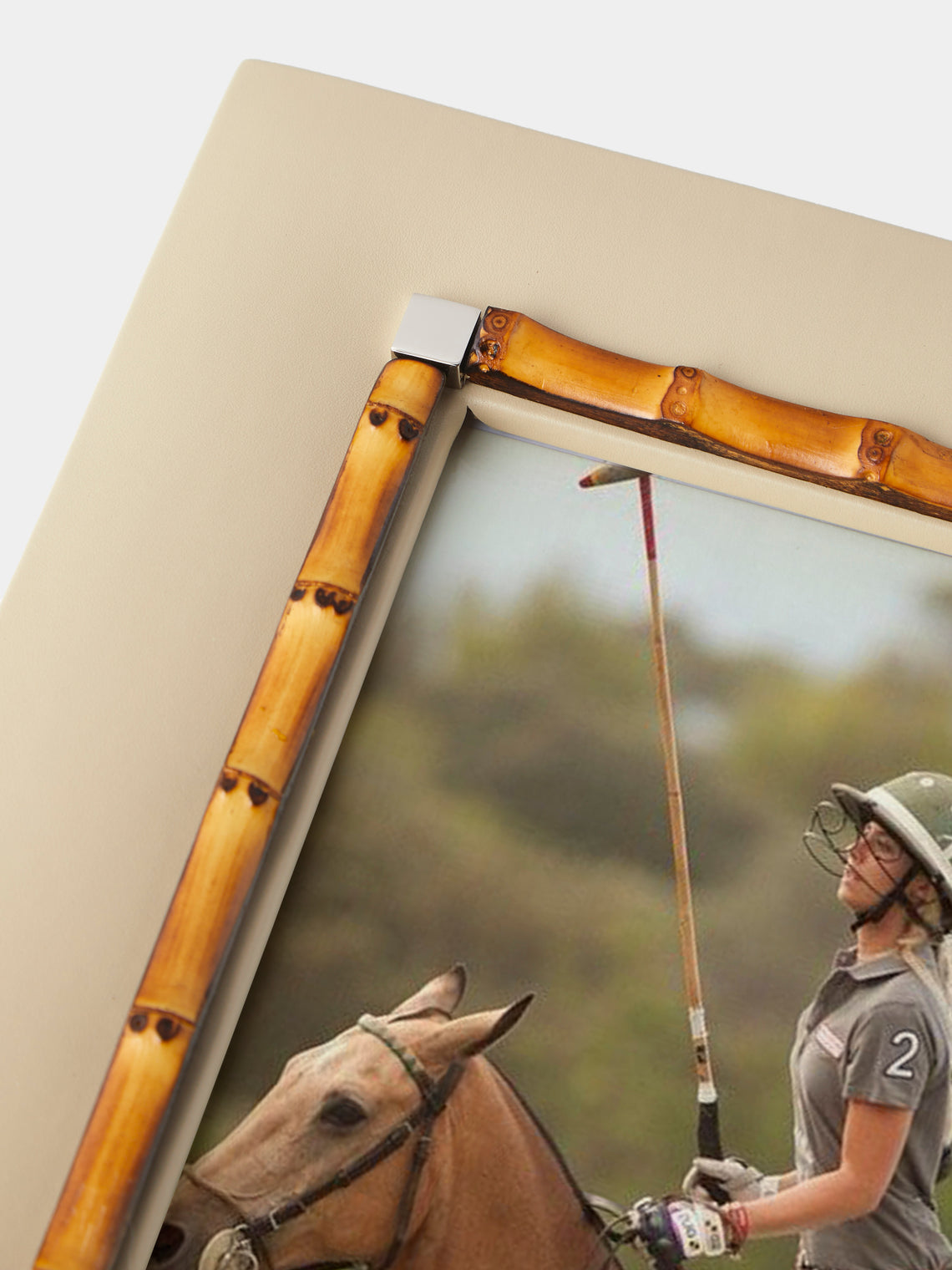 Riviere - Bice Woven Leather and Bamboo Photo Frame (5x7") - Cream - ABASK