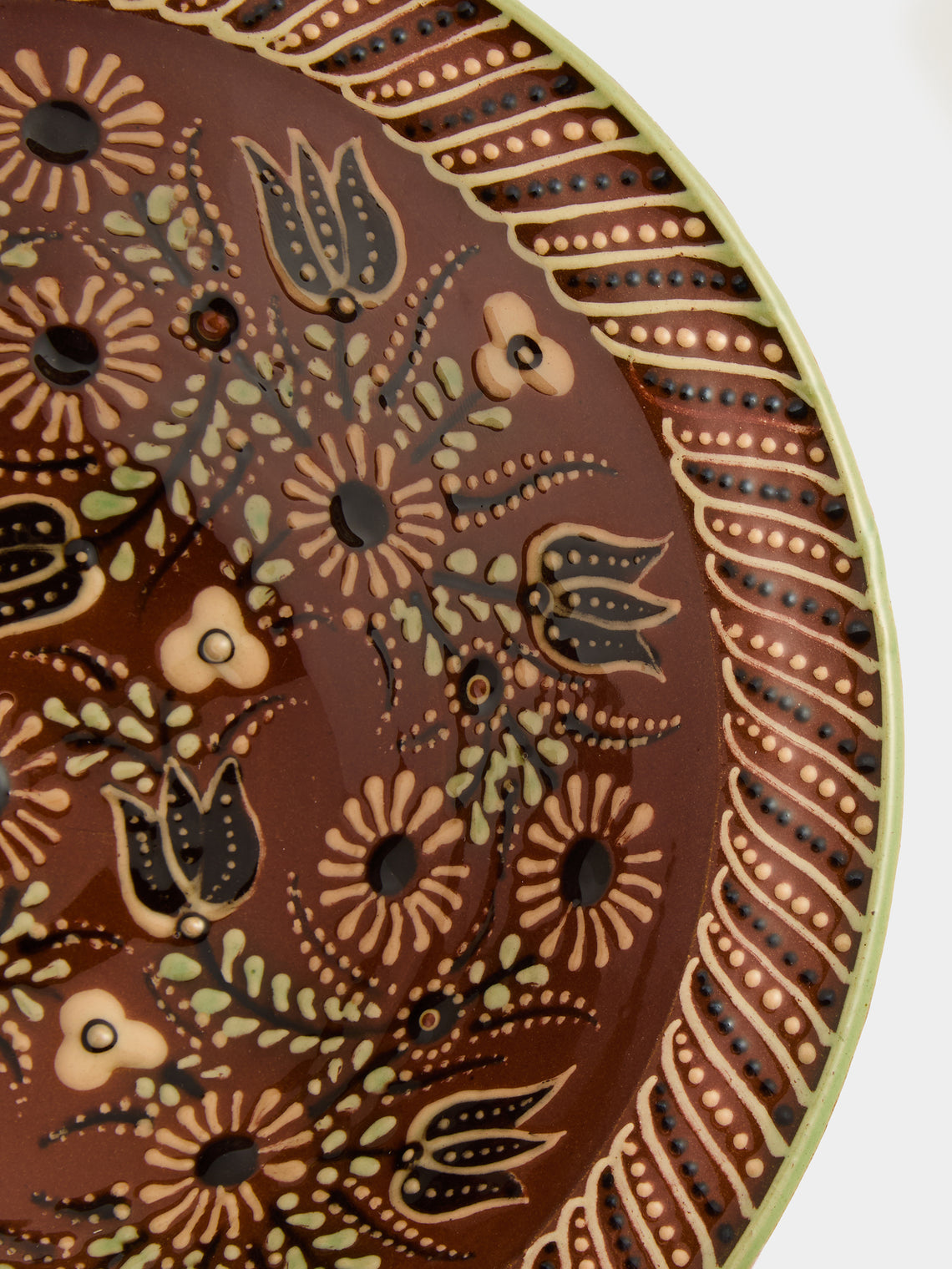 Poterie d’Évires - Flowers Hand-Painted Ceramic Serving Bowl - Light brown - ABASK