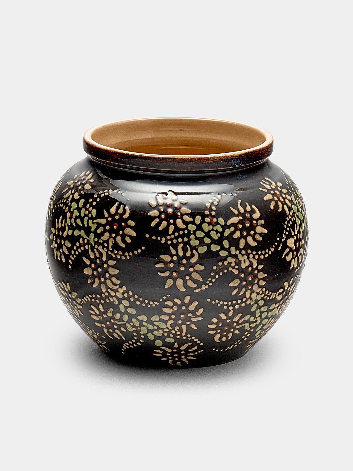 Poterie d’Évires - Flowers Hand-Painted Ceramic Vase - Dark brown - ABASK - 
